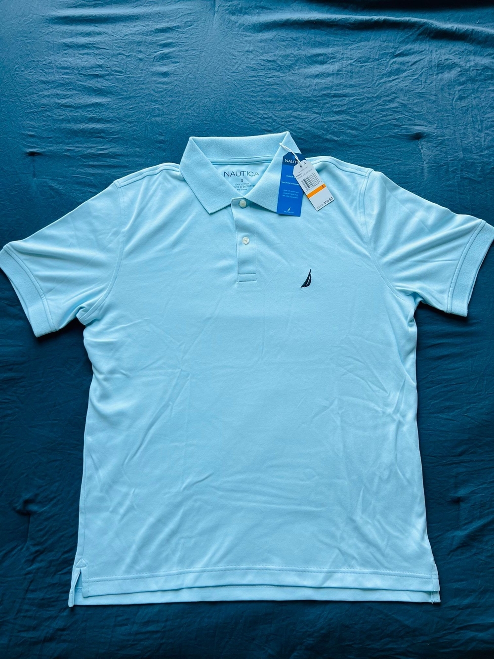 Nautica Men’s Pale Blue Embroidered Sail Polo